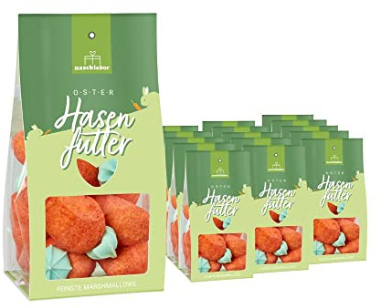 15 Stück Yummy Hasenfutter Marshmallow Tüte | Ostergeschenk für Kinder und Erwachsene | Süßigkeiten in Karotten-Form für das Osternest | Große-Verpackung