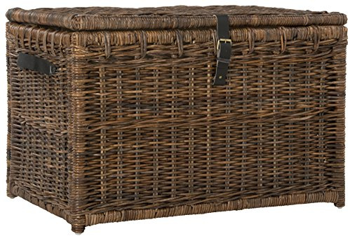 Eyely MPH9004A Marco 35 Wicker Storage Trunk, Rattan-Sarang Buaya, Coastal for Kitchen, Living room, Flat Storage, 20 lb Weight Capacity, Brown