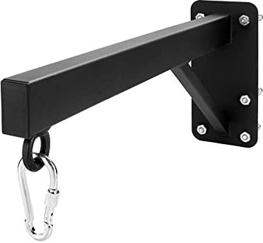 QWORK® Heavy Duty Punch Bag Wall Mount Bracket Boxing Bag Hanger with Clip Hook and Wall Plugs (23.5 Inch Black)