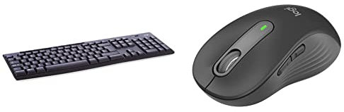 Logitech K270 Tastiera Wireless per Windows, Layout Internazionale QWERTY - Nero & Signature M650 L Mouse wireless - Per mani grandi, Durata Batteria 2 anni, Clic Silenziosi