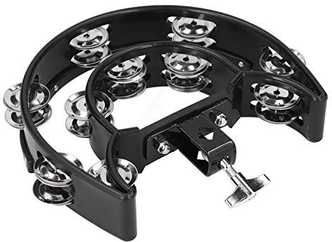 Tamburin Zubehör für Schlagzeugbecken Hi Hat Tambourine Percussion Hi Hat Tambourine Drum Set Handglockenrassel Lose Zweireihige Glocken Ktv Drum Tamburine