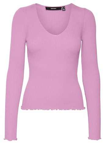 VERO MODA Jersey de Punto para Mujer VMEVIE, Lila Pastel, XS