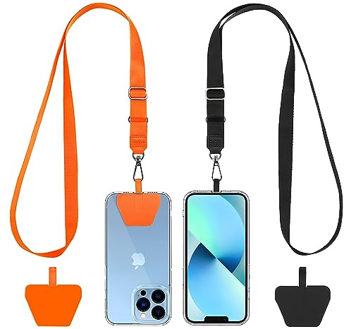 CACOE Universal Phone lanyard, 2 Pcs Adjustable Collar Lanyard and 2 Pcs Durable Patches, Mobile Phone Neck Strap Compatible with Most Smartphones