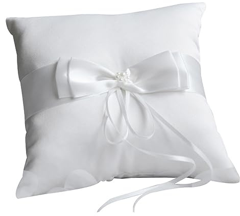 Elvaesther Wedding Ring Pillow, Ring Bearer Pillows, European Style Wedding Ring Cushion Holder with Flower Decoration Lovely Bud for Romantic Wedding Party (15 X 15cm