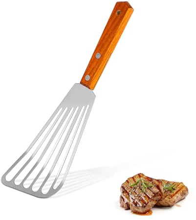 Fish Spatula, Stainless Steel Fish Slice,Stainless Steel Frying Spatula, Steak Shovel, Multiuse Non Slip Fish Slotted Turner for Cooking Meat, Dumpling Frying