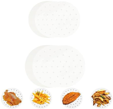 100 Pack Round Air Fryer Liners with Holes for Dumpling Paper, 8 Inch 10 Inch Anti-stick Bamboo Steamer Liner Sheets Basket Mat for Cake Baking Cooking (White)