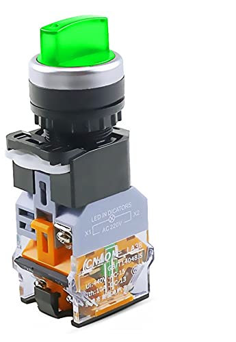 Ersatzteile LA38-11XD/2 Drehdruckschalter mit Lampe 22 mm 2 Positionen 3 Positionen verriegelnde LED-Knopfschalter Mehrfarbig Optional (Color : Green-2 Position, Size : 24V)