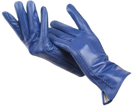 Damen-Handschuhe, Schaffell, Winterhandschuhe, mehrere Farben, Lederhandschuhe für Damen, blau, 8.5