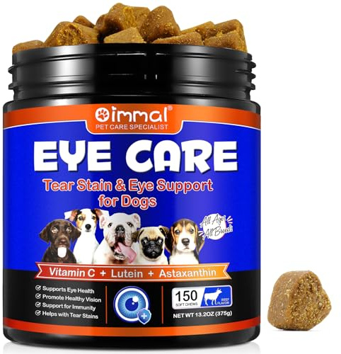 ZyranovaE Dog Supplement for Eye Support,Eye Health Chews for Dogs,Dog Tear Stain Supplement Chews for Dogs with Lutein, Zeaxanthin, Astaxanthin,Lubricates Eyes, Immune Support