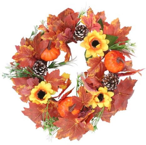 FUNOMOCYA Kranz Halloween Decor Sunflower Imitation Kürbis Herzstück Künstliche Für Home Party