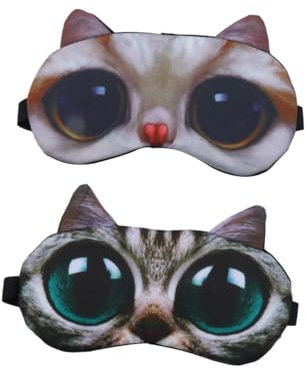 IWOWHERO 2stücke Katzenaugenmaske Aus Baumwolle Atmungsaktive Schlafmaske Für Entspannung Und Tiefen Schlaf Für Damen Herren Und Blusher Cat Dunkelgraue Katze