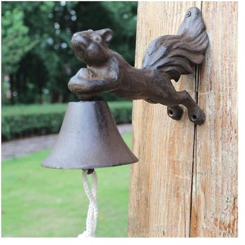 yinjieEUR Türglocke Gusseisen,Türklingel, 3D-Eichhörnchen-Türklingel aus Gusseisen, geeignet for das Café im Innenhof der Villa Bar