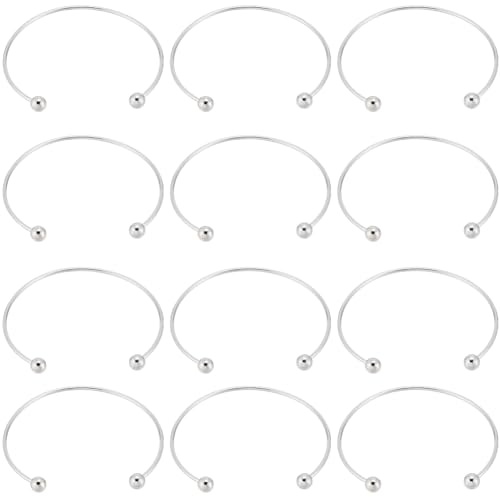SUNNYCLUE 12 Stück Silberner Kugelarmreif Zum Herstellen Einer Armreifmanschette Aus Massivem Metall Mit Messingbeschichtung Einfacher Verschluss Verstellbarer Draht Erweiterbare Kugel Charm Perlen Ar
