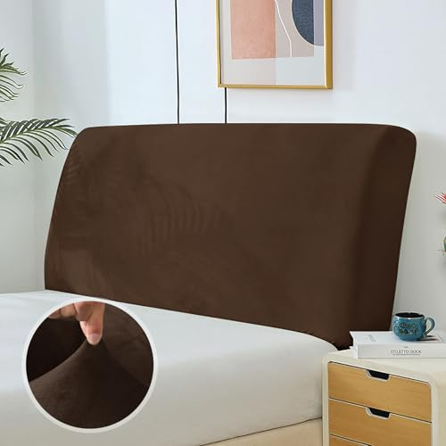 KAYBTNT Samt Bett Kopfteil Bezug, Staubdicht Bettkopfteil Bezug, Weicher Elastisch Velvet Stoff Bettkopfteil Husse, Kopfteil Abdeckung für Gepolsterte, Kopfteil, Boxspringbett (Kaffee, 180-200cm)