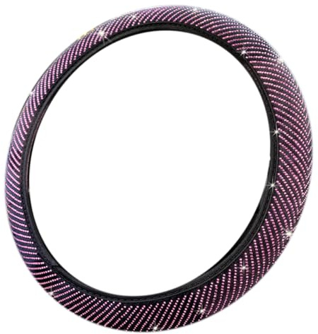 Whakano Glitzer Plüsch Lenkradbezug Auto,Elastizität Universal 38cm Lenkradabdeckung Strass Lenkradschoner,Auto Lenkrad Abdeckung,Autozubehör Innenraum,Atmungsaktives,Winter Lenkradhülle,Rosa