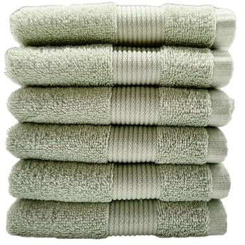 Maisonette Pure 100% Baumwolle Waschlappen (30 x50cm, 6er-Pack) - Gesicht, Hand Grün Handtücher für Badezimmer & Kleine Gästehandtücher