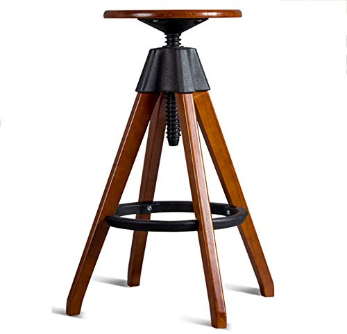 Tabouret de bar pivotant en bois massif avec tige filetée en nylon améliorée, design moderne et simple, capacité de charge de 150 kg