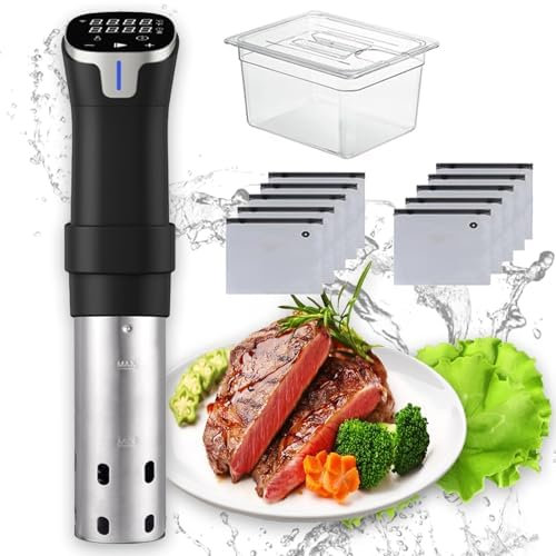 Sous Vide Machine, Wifi Slow Water Bath Cooking Machine With Temperature Range 25-92.5℃, Timer Control, LED Stainless Steel Precision Cooker Immersion Circulator With Extractor Pump Sealed Bag Clip
