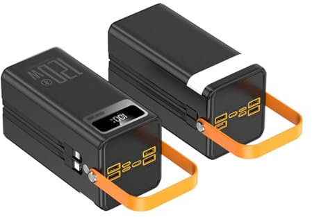 KhUkhu Power Bank Portatile da 60000 mAh con Ricarica Rapida da 22,5 W, USB C Powerbank con 7 Uscite E 3 Ingressi, Batteria Esterna per Telefono Cellulare,Nero