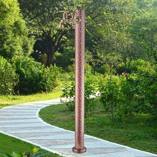 Stainless Steel Garden Water Column 96cm High, Antifreeze Water Dispensing Column with Faucet, Floor Mount Irrigation Station Fountain Post for Outdoor, Courtyard