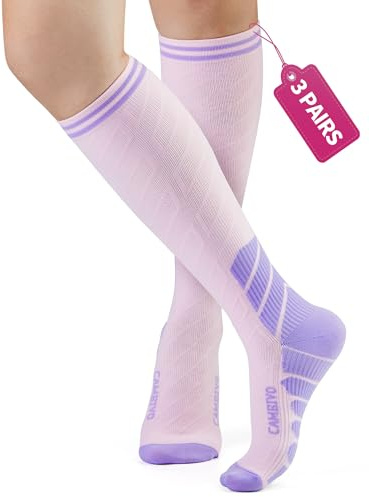 CAMBIVO Bas de Contention Femme Homme 3Paires, Chaussettes de Compression 20-30mmHg, Chaussette Contention Classe 2, pour Circulation Sanguine, Course a Pied, Voyage Avion, Sport, Running, Infirmiere