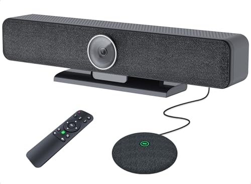 Video Conferencing System, 4K Conference Room Camera with 4 Microphones & 1 Expansion Mic & Clear Voice Speaker, AI Face & Speaker Tracking, 120° FOV, PC/Mac/Laptop/Meetings/Teams/Zoom - Black