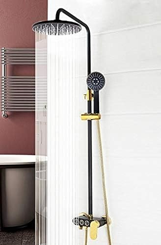 a, Miscelatore per a a Pioggia Ing Bathroom, Set a Combinato, soffione a a Pioggia a Parete, Rubinetto a Placcato Oro Nero
