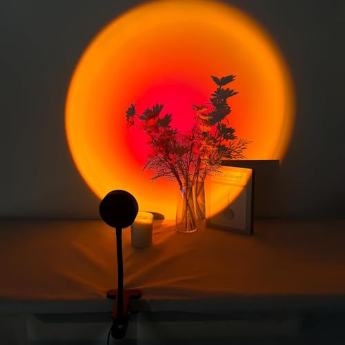 GY Clamp Sunset Lamp,4 Farben Sonnenlicht Lampe, USB-Anschluss LED Projektor, 180° drehbares Ambientelicht, ideal für Fotos, Selfies und Wohnraumdekoration