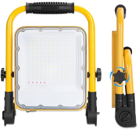 Aigostar Foco LED Bateria 100W,Foco LED Recargable Portátil,Luz de Trabajo,Impermeable IP65,Función SOS,Uso para Interior y exterior:Garaje,Camping, reparación de coches,obra,emergencias