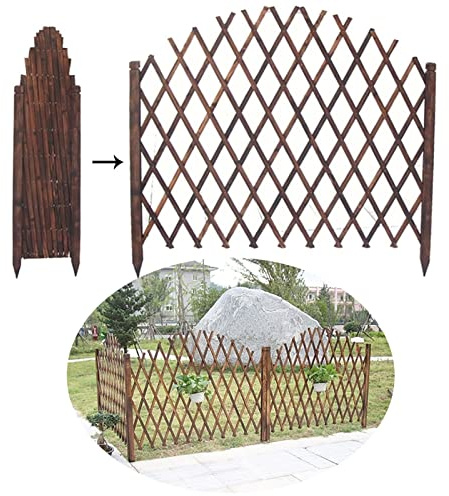 Clôture de jardin télescopique en bois pour chien - Protection extérieure - Idéal pour plantes grimpantes - Dimensions : 200 x 133 cm