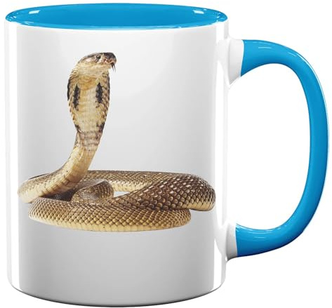 King Cobra African Snake Ceramic Tea Coffee Mug Light Blue