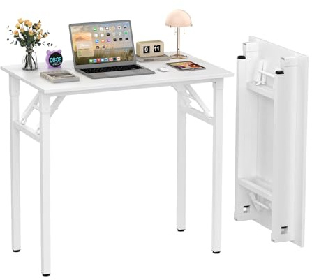 Ysgwsg Schreibtisch Klappbar, Computertisch Klein, Klappbarer Schreibtisch, Desks,Platzsparend, Pc Tisch Klein Für Das Home Office, Camping, Wohnzimmer. (Weiß-V, 80x50x75cm)