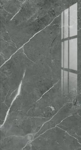 Gilen 10 Pack Large Self Adhesive Wall Tiles, Waterproof Marble Stick On Tiles for Bathroom & Kitchen, Easy Peel & Stick Wall, 60 x 30cm (Castle Grey)