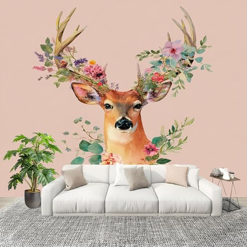 Papel Pintado Panorámico 250x175 cm Ilustraciones Modernas De Animales Personalizable Fotomurales No Tejido Póster Pared Decoración Amarillo Claro 3D Duradero y Resistente a las manchas Fotomurales