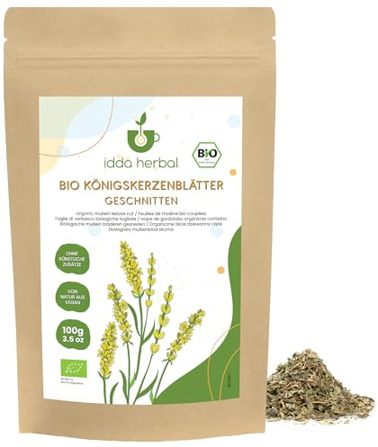 IDDA Herbal Té de Gordolobo Orgánico 100g, Hojas Secas y Cortadas, Té de Hierbas, Gordolobo Infusión