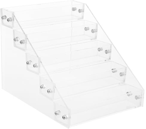 MAJORMENCH Espositore Acrilico Trasparente per Smalti e Rossetti 5 Livelli, Organizer Portaoggetti Manicure per Salone e Uso Domestico, Supporto Compatto per Cosmetici e Accessori Unghie