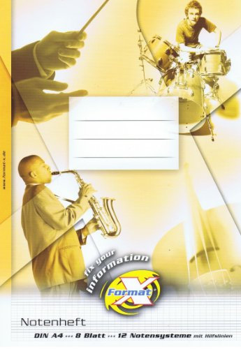 Notenheft A4 Liniat.12 m.Hilfslinie 8Bl