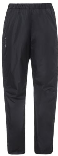 VAUDE Regenhose Damen Fluid Full-Zip Pants II, schwarz - Größe 44, wasserdichte Outdoorhose - Wassersäule 10.000 mm, Fahrradhose atmungsaktiv & Winddicht, 2-Lagen Überhose schnell überziehbar