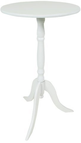Spetebo Holz Beistelltisch rund 53 x Ø 30 cm - weiß - Telefontisch mit elegantem Fuß - Deko Blumen Hocker Telefon Tisch klein
