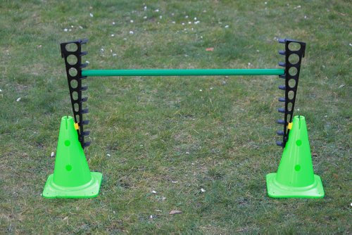 Boje Sport Kombi-Trainingshürde: 2X Leiterhürde: 45 cm, 2X Mehrzweckkegel: 30 cm, 1x Stange: 80 cm, Farbe: grün