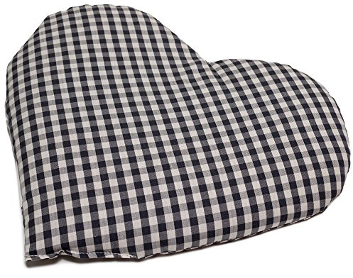 Cojín en corazón 30x25 (algodón orgánico azúl y blanco) | Saco térmico | Pequeña almohada térmica | Pepitas de uva