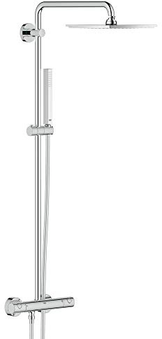 GROHE Euphoria 230 - Duschsystem mit Thermostatbatterie (Wandmontage, Sicherheitssperre bei 38°C, höhenverstellbar, Antikalk- System), chrom, 26187000