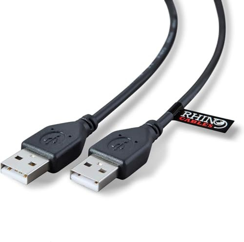rhinocables USB 2.0 A Male to A Male Cable Lead for High-Speed Data Transfer — 5m (Black)
