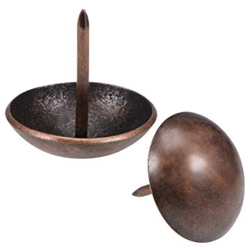 sourcing map Upholstery Nails Tacks 25mm Head Dia Retro Round Thumb Push Pins Copper Tone for Furniture Sofa Headboards, 20 Pcs