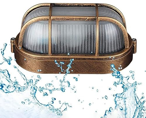 Applique/plafoniere Ovale da Esterno/Interno, Lampada da Parete Rétro in Alluminio con Oblò, Lampada Muro Attacco lampadina E27 –Applique garage classico da esterno IP44 per Ingresso Terrazza Giardini