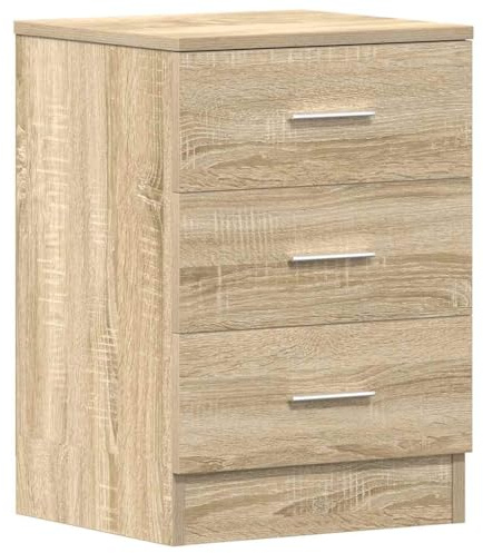vidaXL Nachtschrank 3 Schubladen Nachttisch Nachtkonsole Nachtschränckchen Nachtkommode Couchtisch Sonoma-Eiche 38x35x56cm Holzwerkstoff