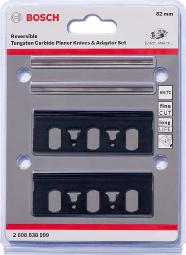Bosch 1x PRO Hobelmesser-Set (für Kunststoffbeschichtete Platten, Hartholz, 82 x 5,5 x 1,1 mm, Professional Zubehör Hobel)
