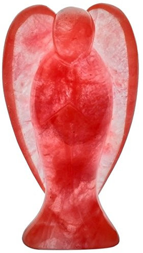 Nupuyai 7,6 cm Kirsche Quarz Schutzengel Statue, Liebe Tasche geschnitzt Engel Figur Spirituelle Heilstein Ornament für Home Office Decor