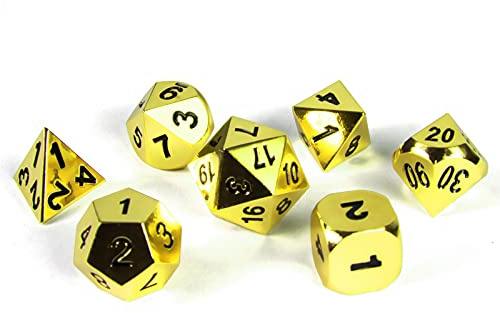 Pen & Paper Polyhedral Dice 7-Piece Metal - Shiny Look (Gold)