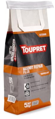 Toupret Masonry Repair Filler - Weather-Resistant Powder Filler for Exterior & Damp Masonry - No Shrink, Shapeable Deep Fills - Paint-Ready in 48‑72 hours - Cement-Based Repair Powder - 5kg